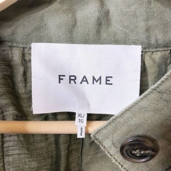 FRAME Military Green Linen Blend Jacket  - Picture 8 of 10